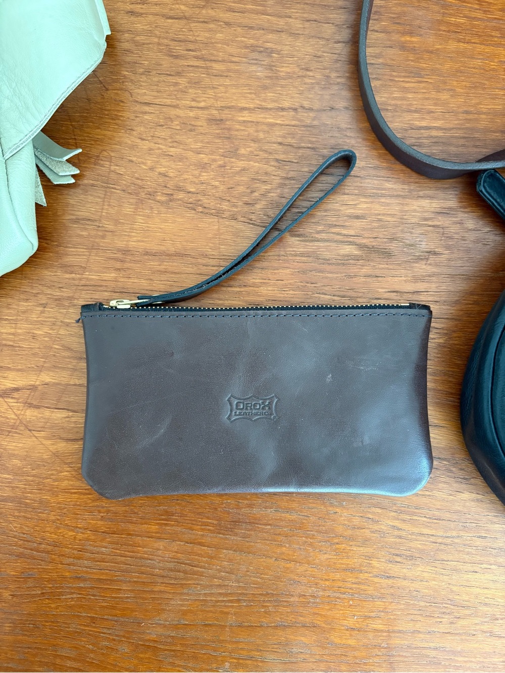 Orox Leather Zipper Clutch Monogrammed with Oregon Stamp